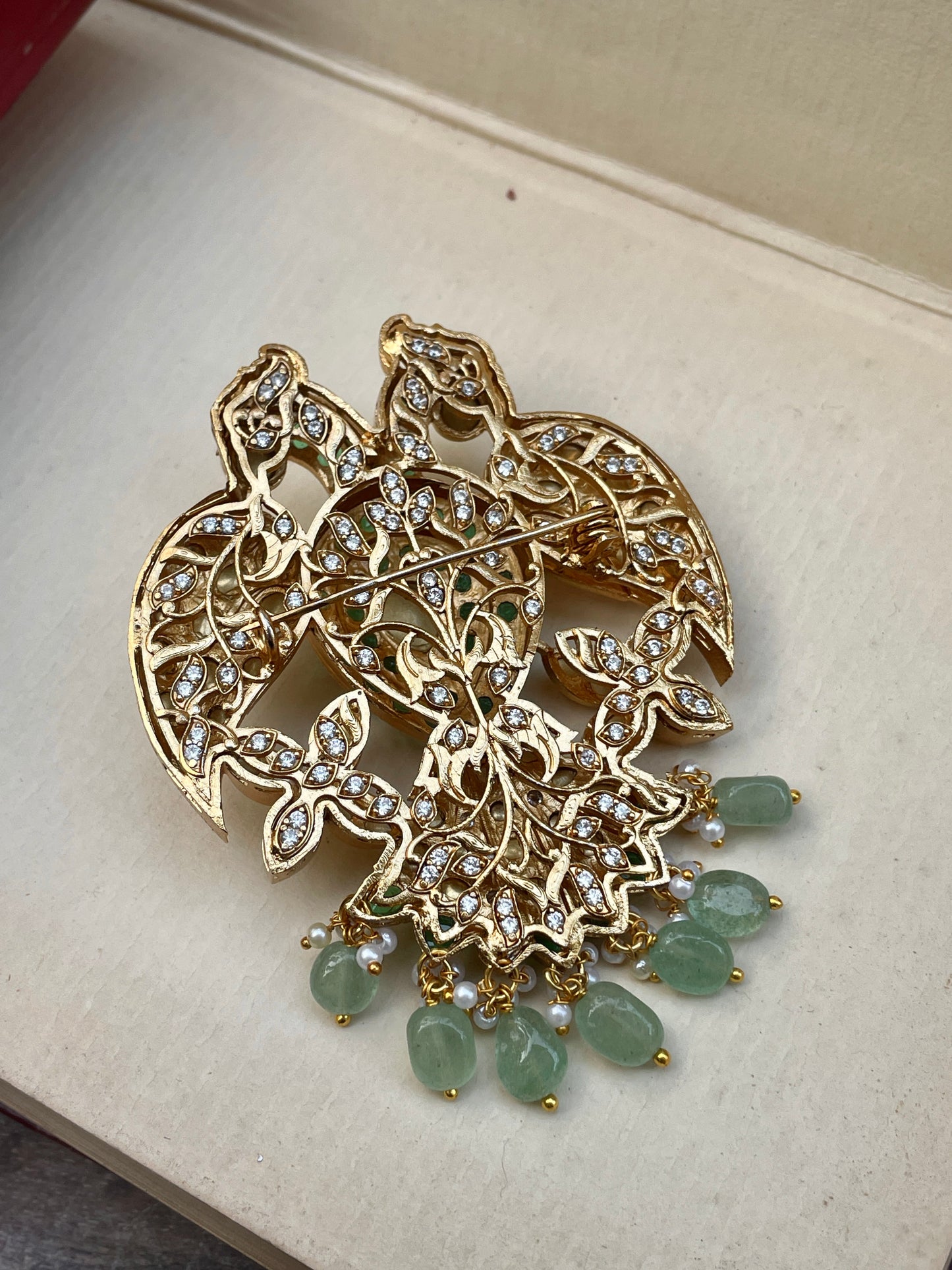 Rajhans Green Polki Brooch