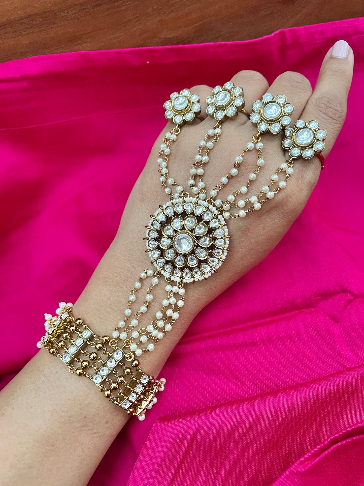 Shagun Antique Polki HathPhool ( Pair )