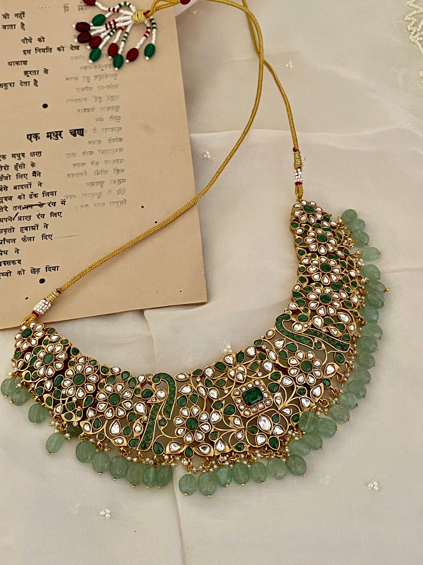 Pre Order – Sangeeta Polki Necklace Set Green