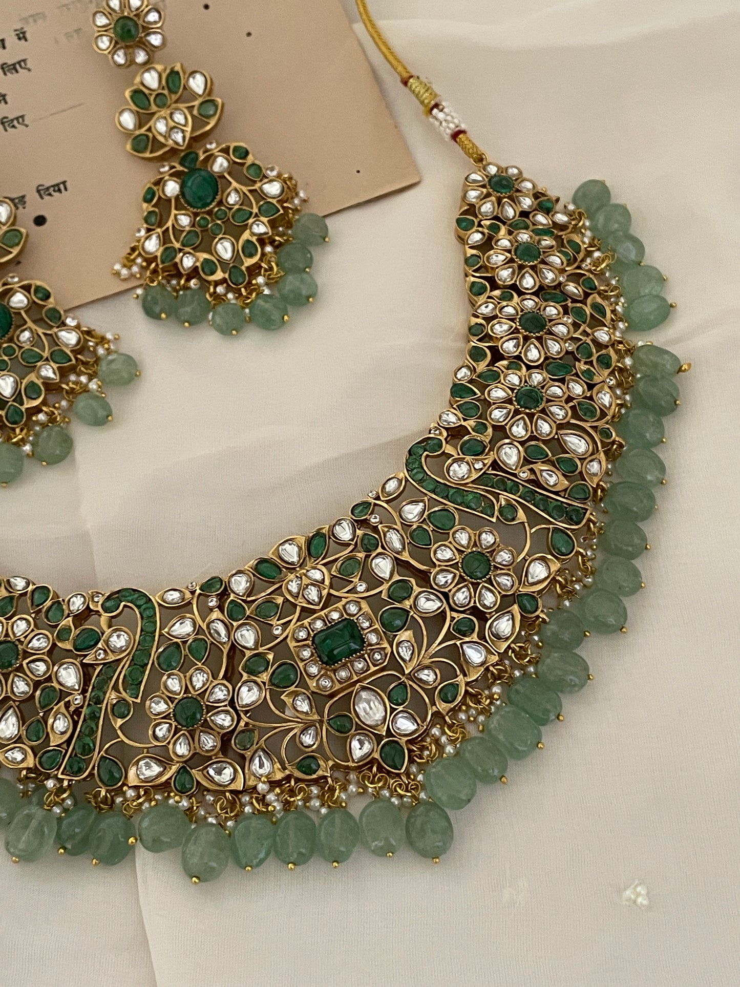 Pre Order – Sangeeta Polki Necklace Set Green