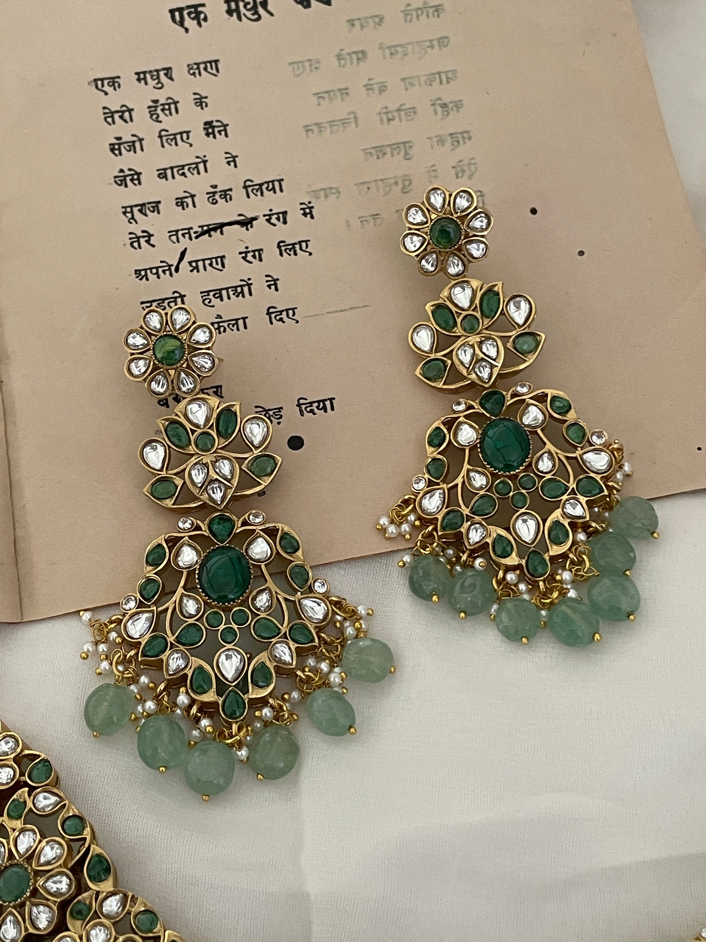 Pre Order – Sangeeta Polki Necklace Set Green