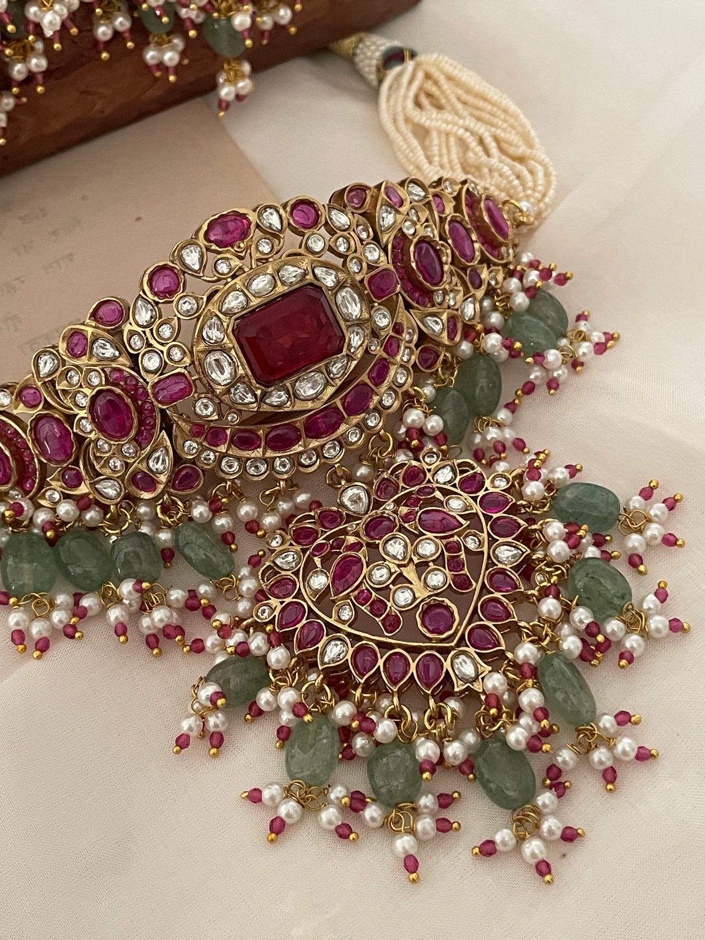 Pre Order – Kalpana Red Polki Necklace Set