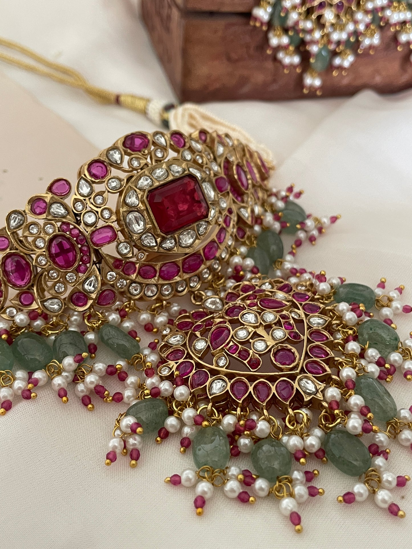 Pre Order – Kalpana Red Polki Necklace Set