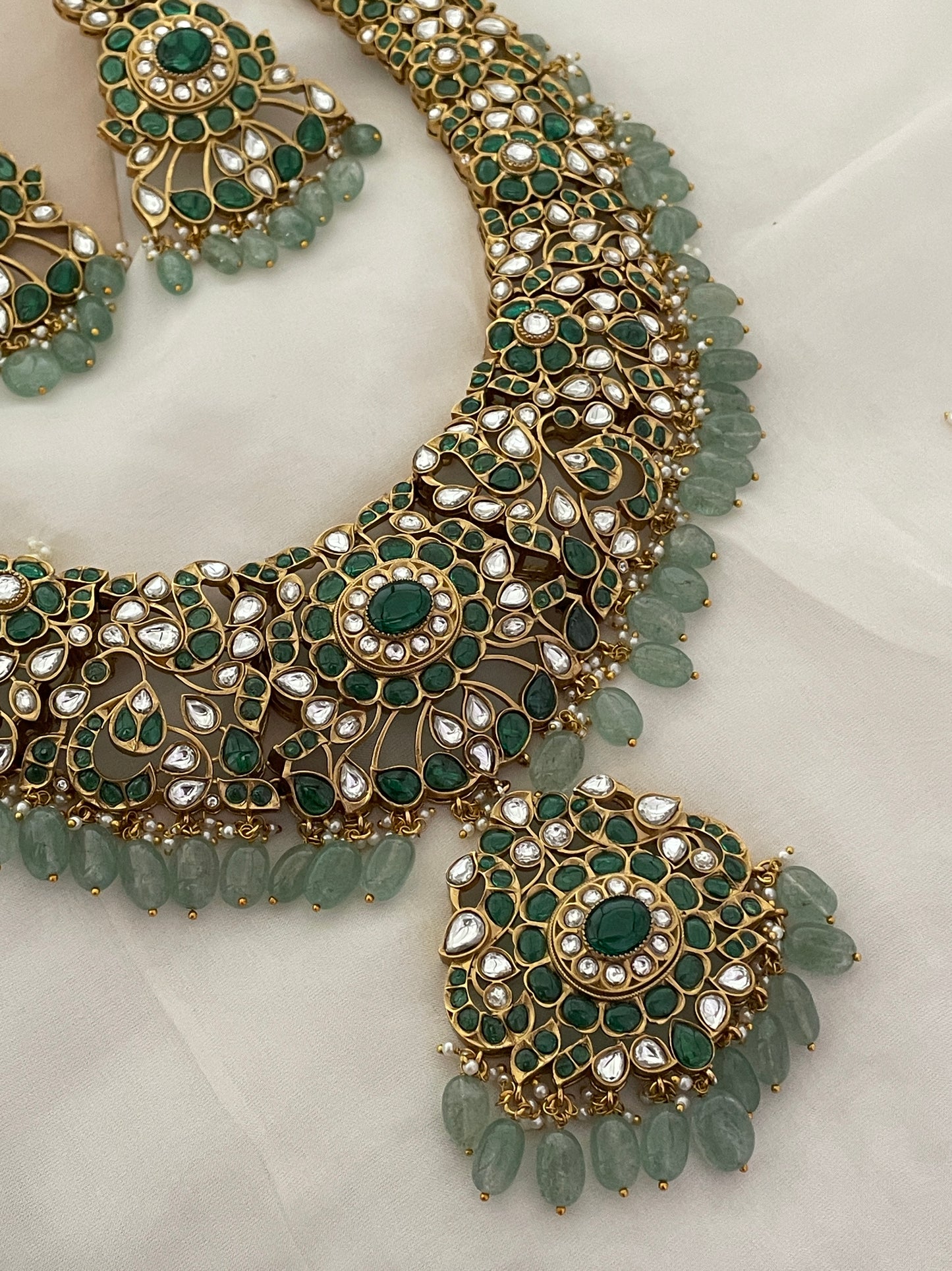Pre Order – Jaya Green Polki Necklace Set