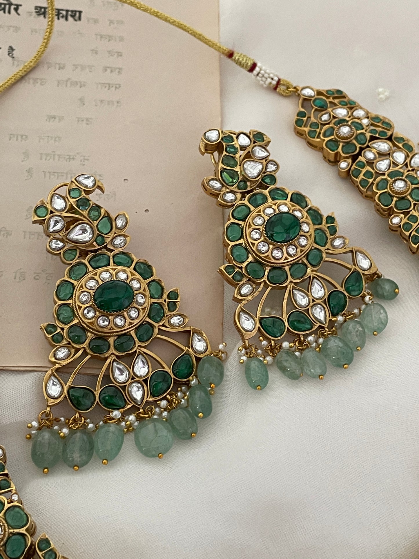 Pre Order – Jaya Green Polki Necklace Set