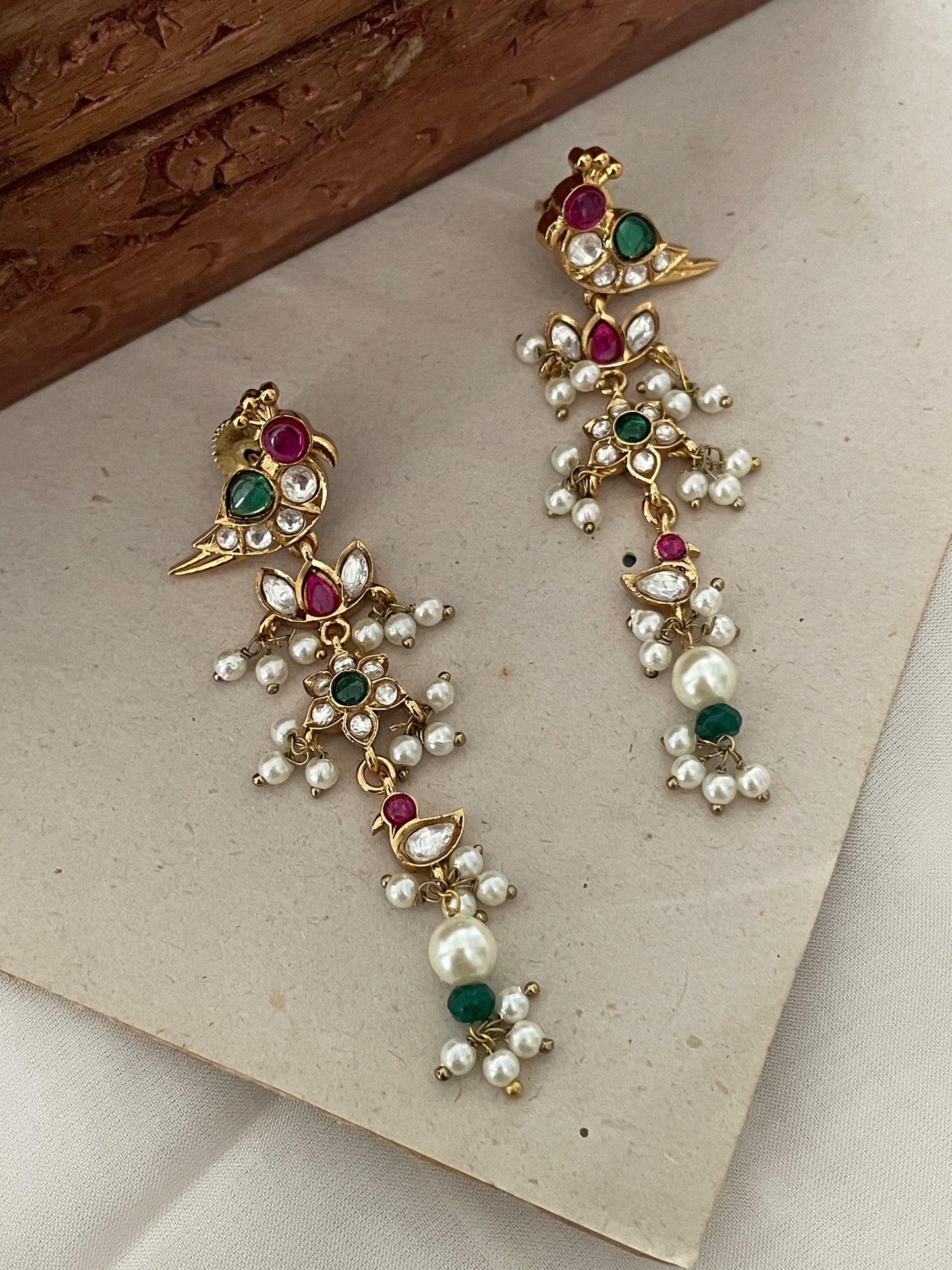 Nayika Bird Polki Earrings