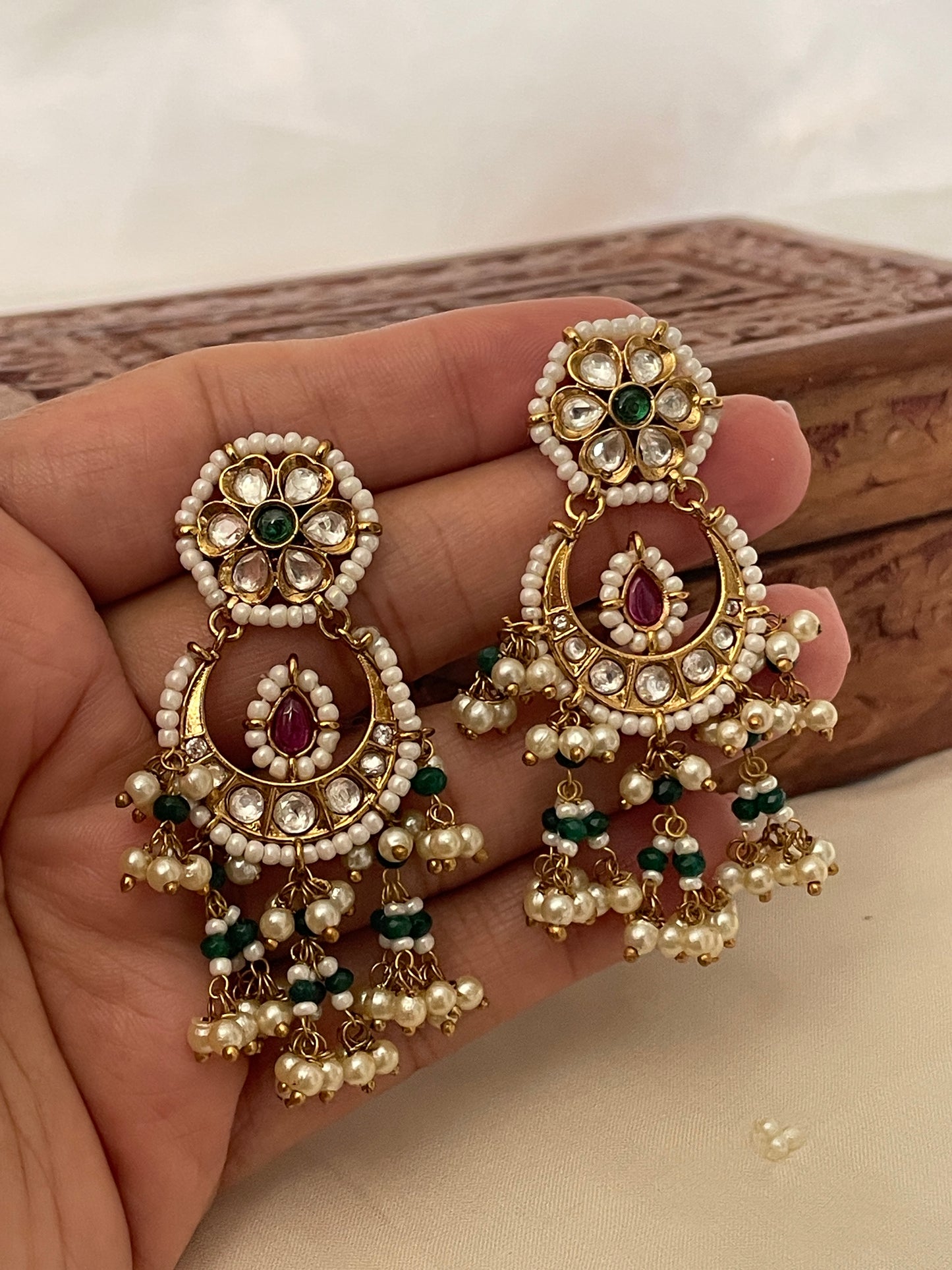 Amrapali Floral Polki Earrings
