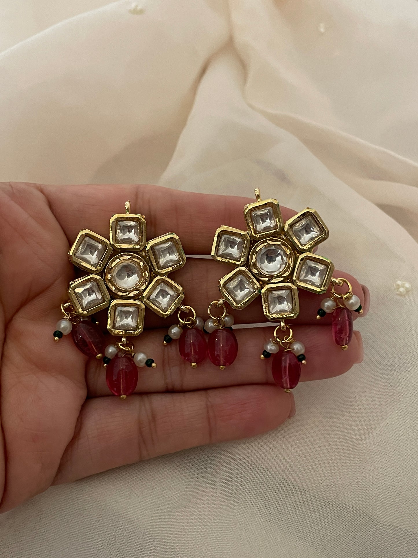 Kiran Red Polki Necklace Set