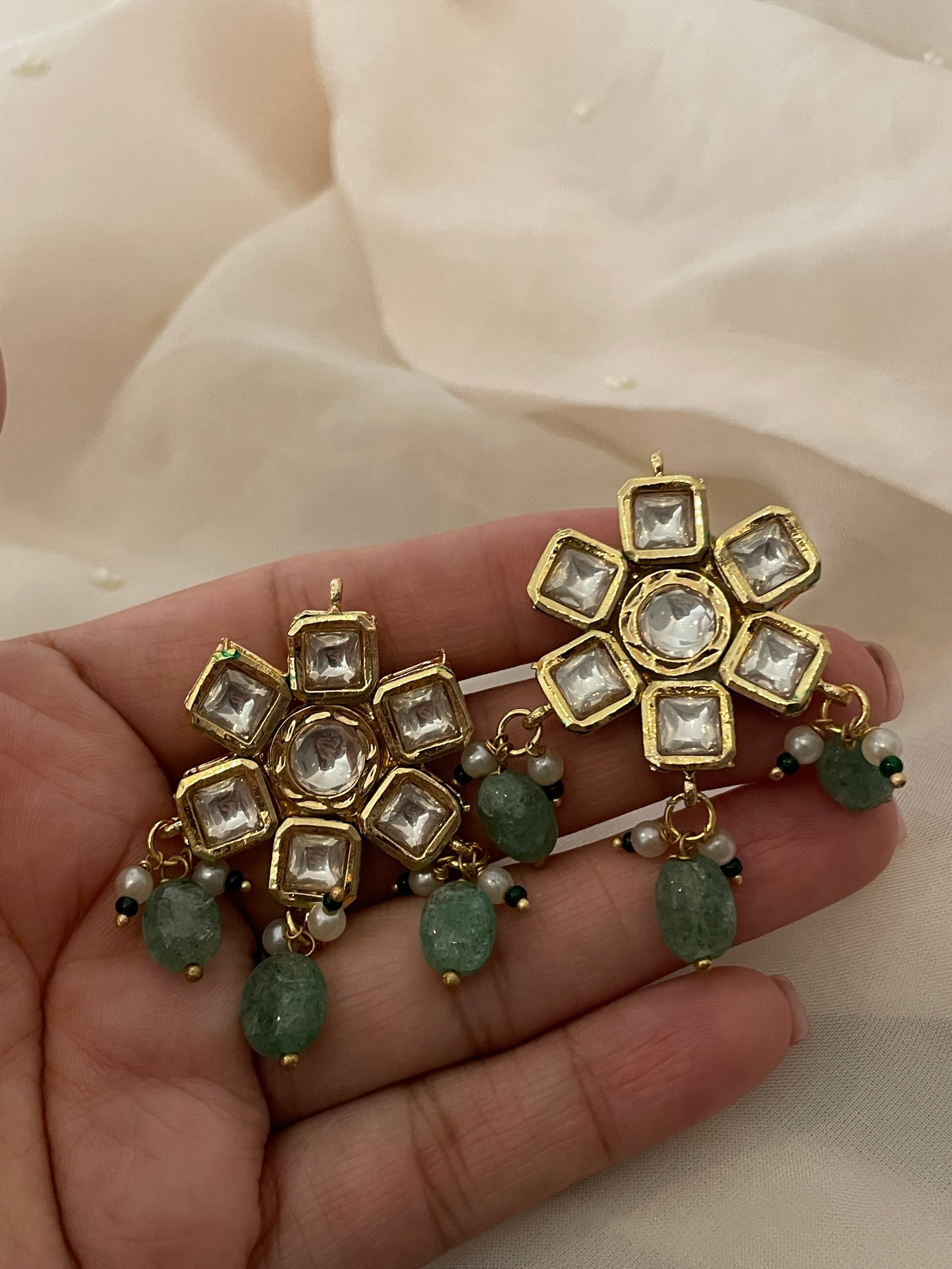 Kiran Green Polki Necklace Set
