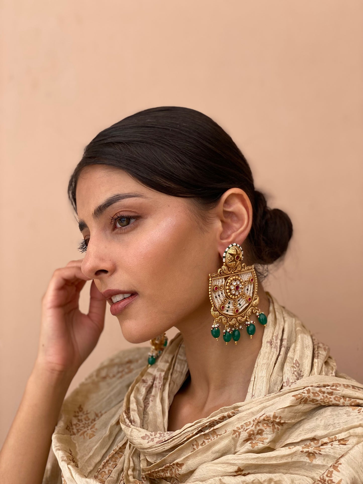 Gayatri Antique Statement Gold Finish Dangler Earrings