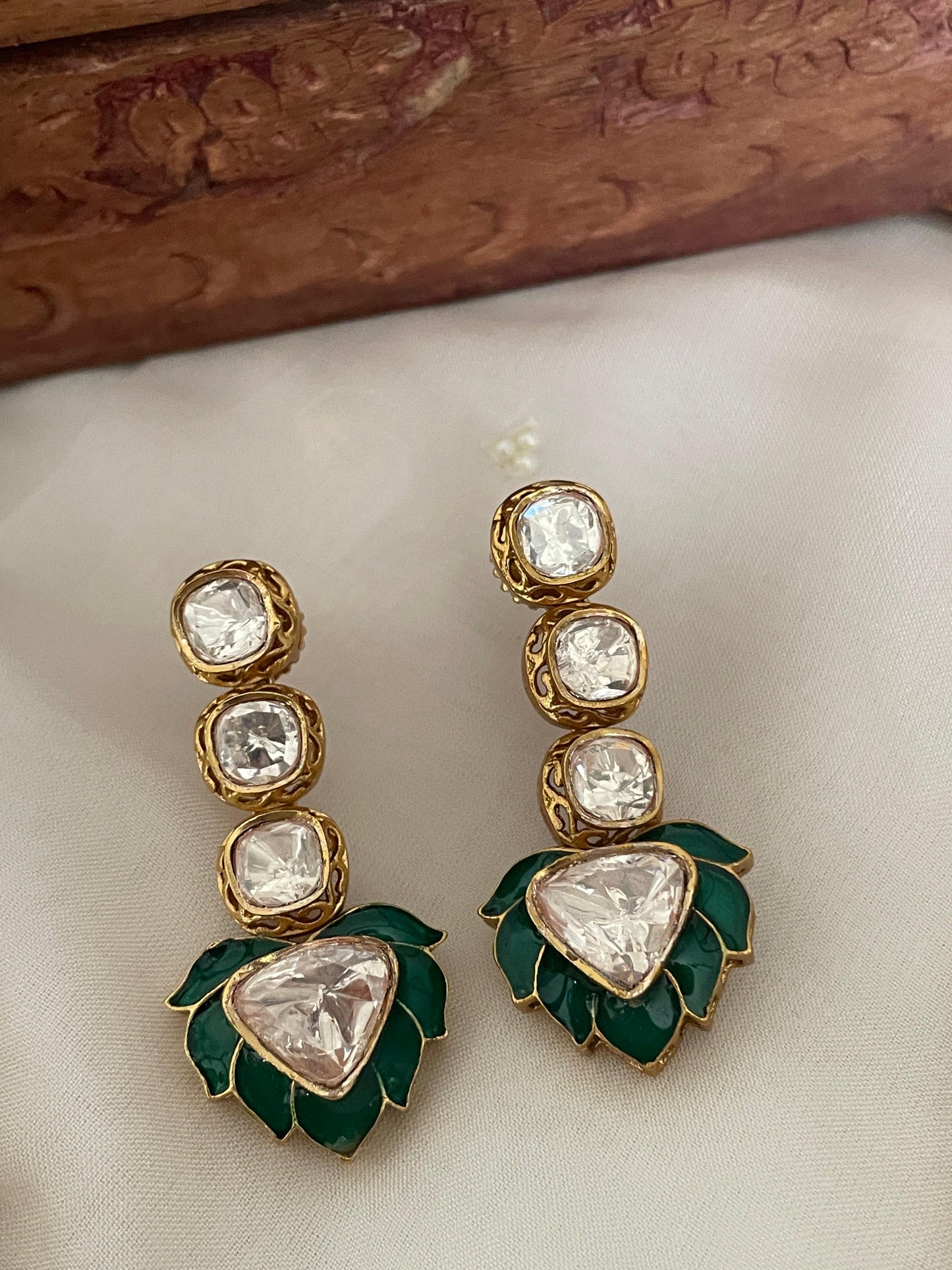 Pre Order – Meena Green Polki Necklace Set