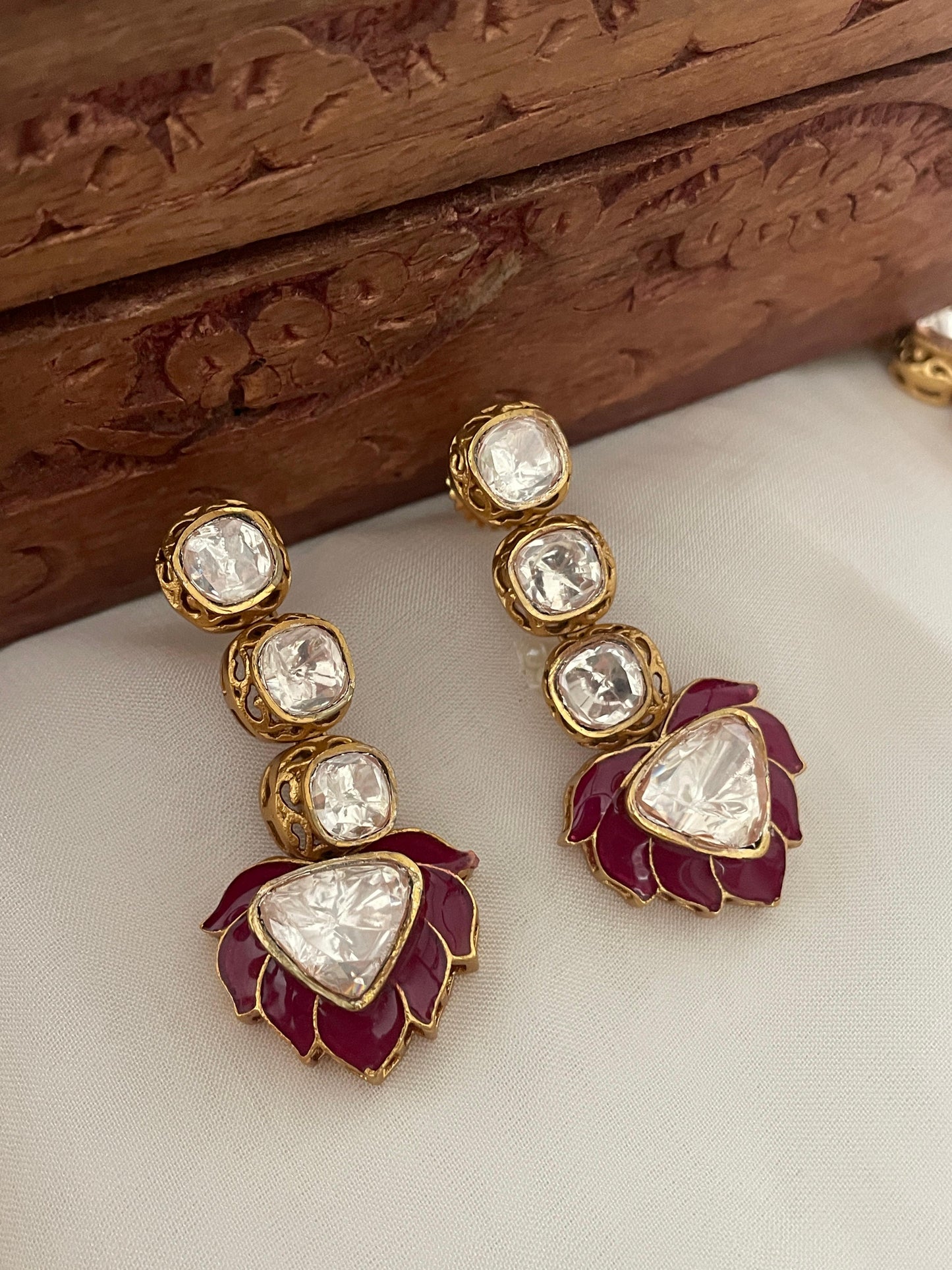 Pre Order – Meena Red Polki Necklace Set
