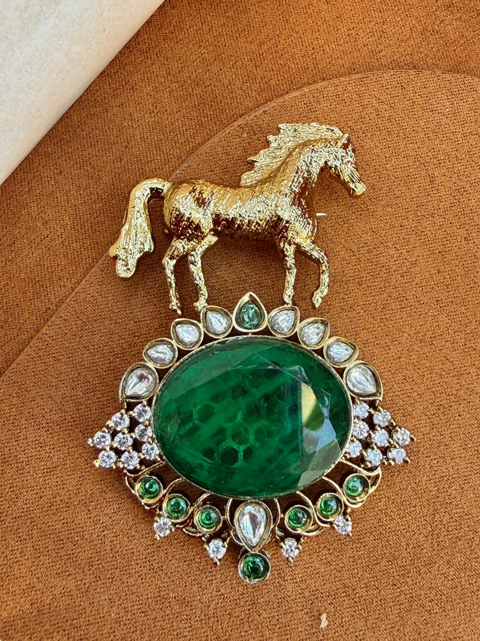 Sikandar Emerald Polki Brooch