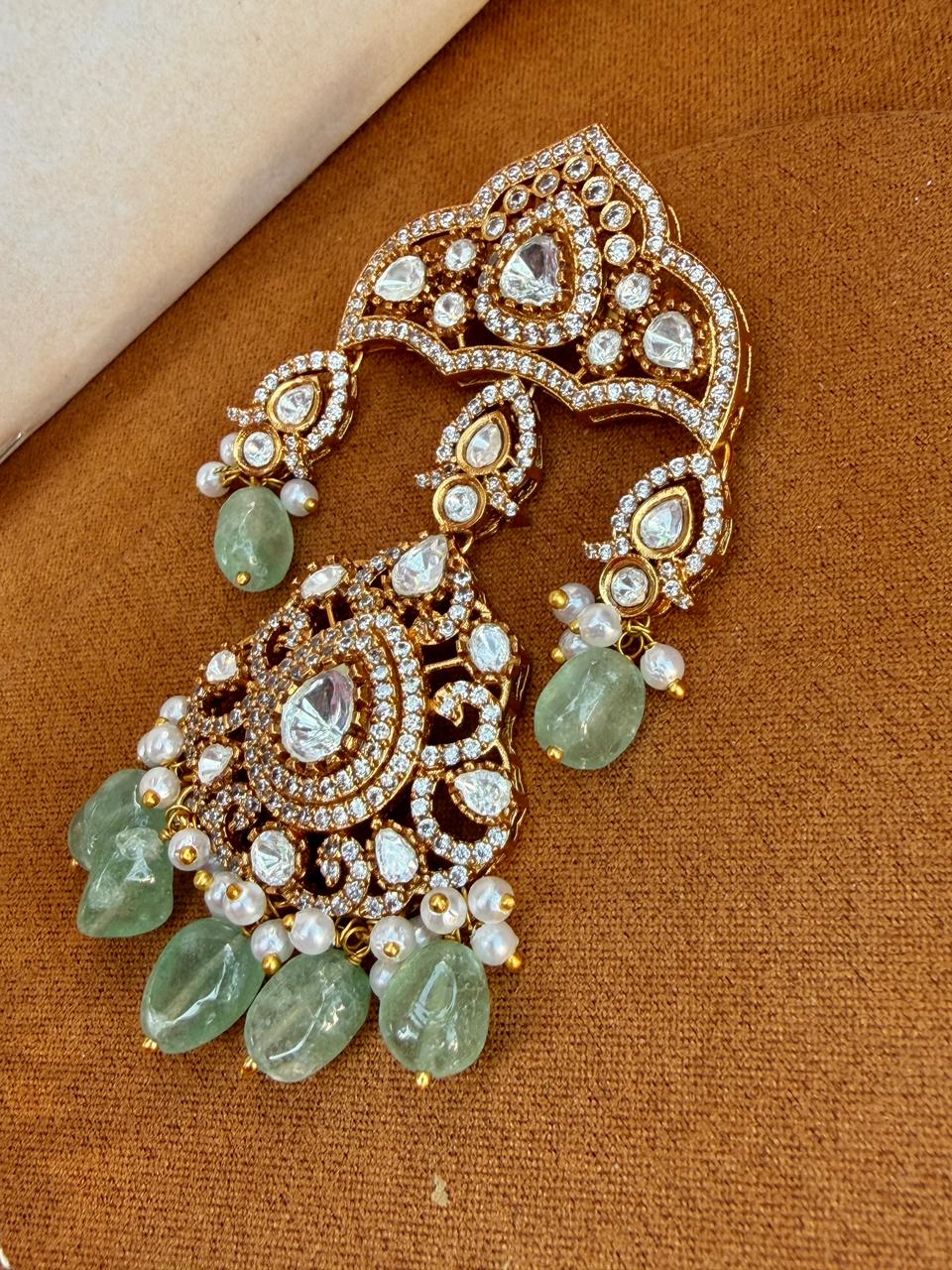 Idrees Polki and Zircon Brooch White