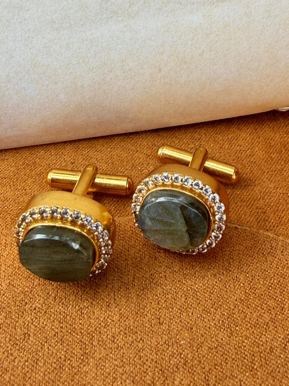 Apex Labradorite Flat Oval Cuff Links