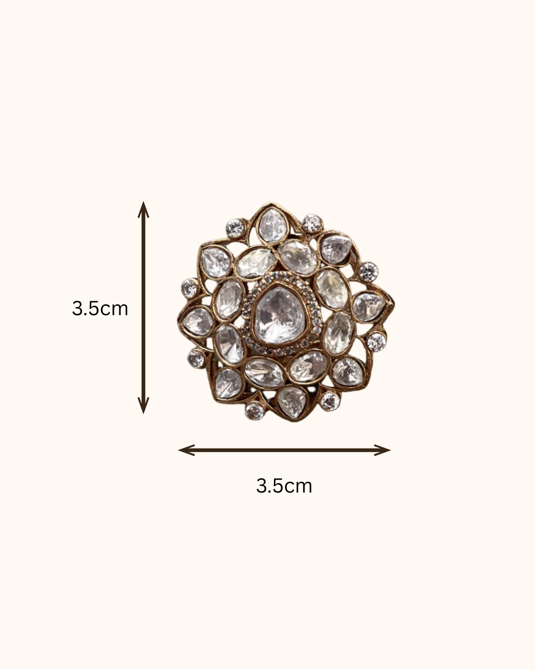 Raima Gold Finish Mossanite Polki Stud Earrings