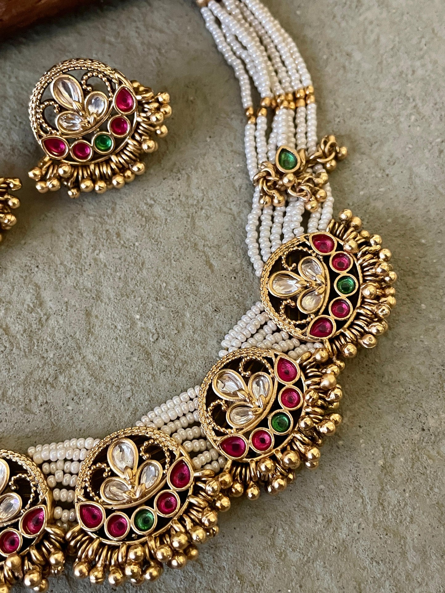 Shubhangi Antique Pearl Necklace Set