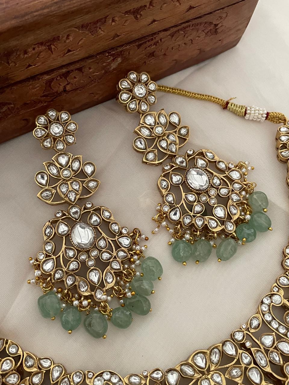 Pre Order – Sangeeta Polki Necklace Set White