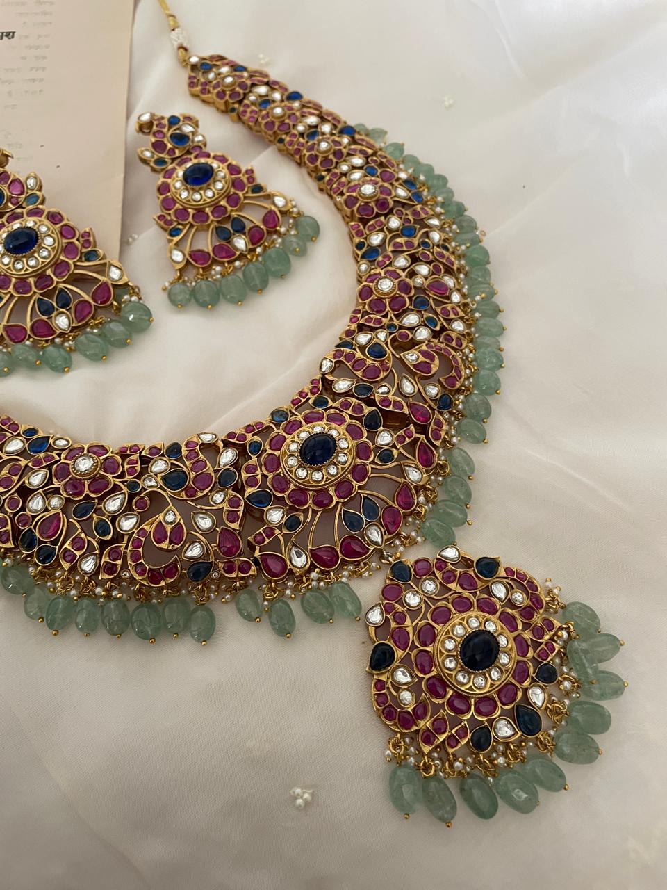 Pre Order – Jaya Blue Polki Necklace Set