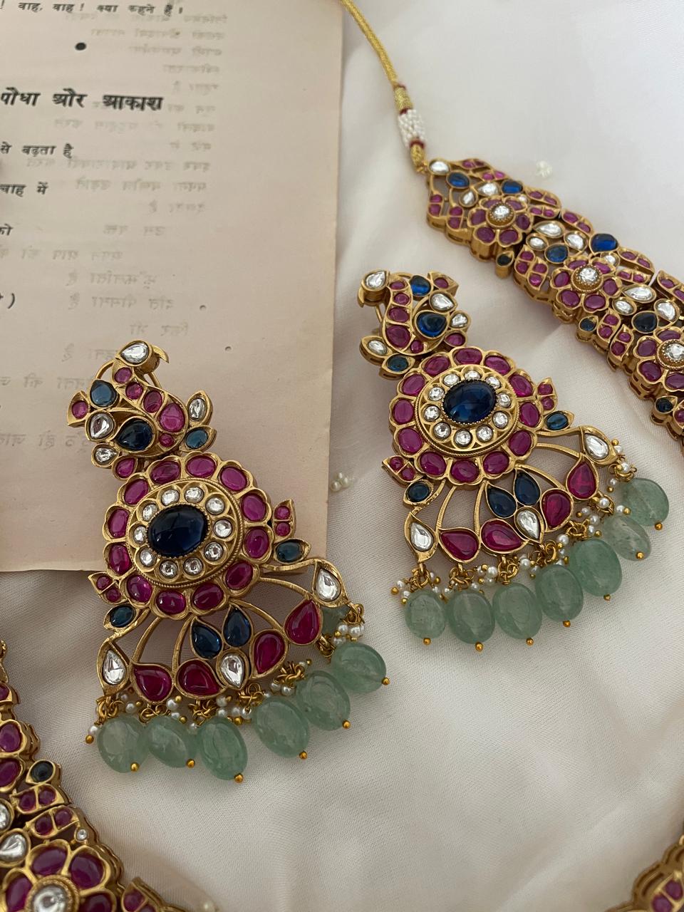 Pre Order – Jaya Blue Polki Necklace Set