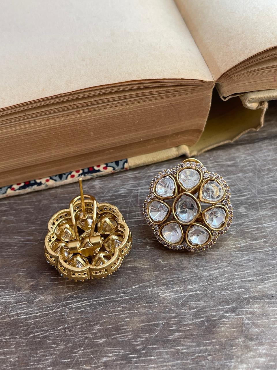 Sifra Floral Polki Stud Earrings