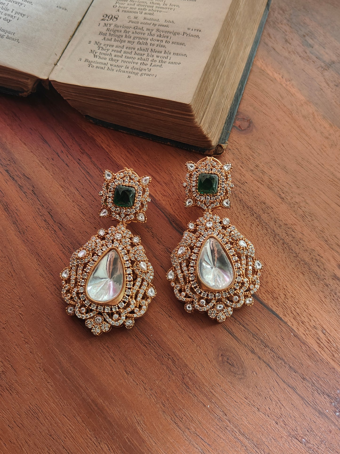 Priyam Emerald Polki Earrings