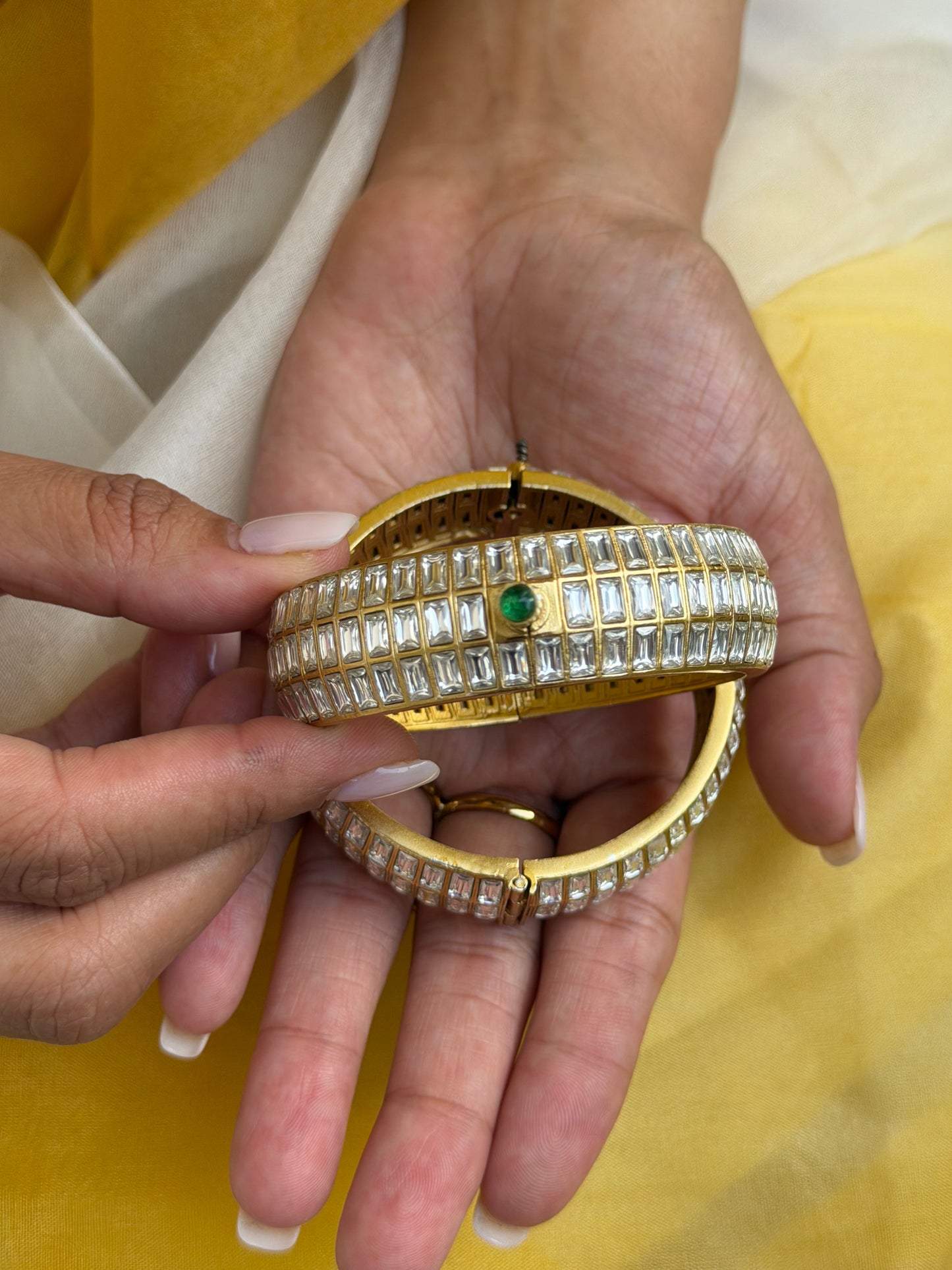 Munim Polki Kundan Jadau Openable Bangle - Set of 2