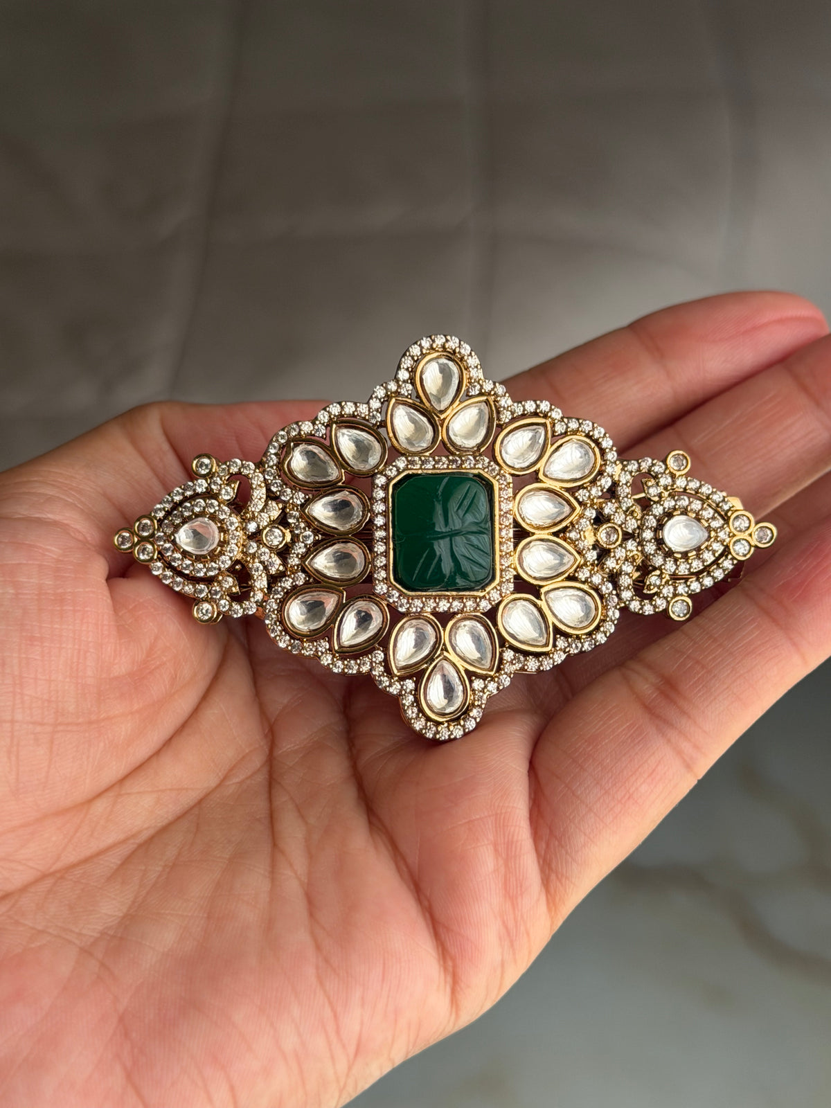 Yashna Polki Green Hairclip