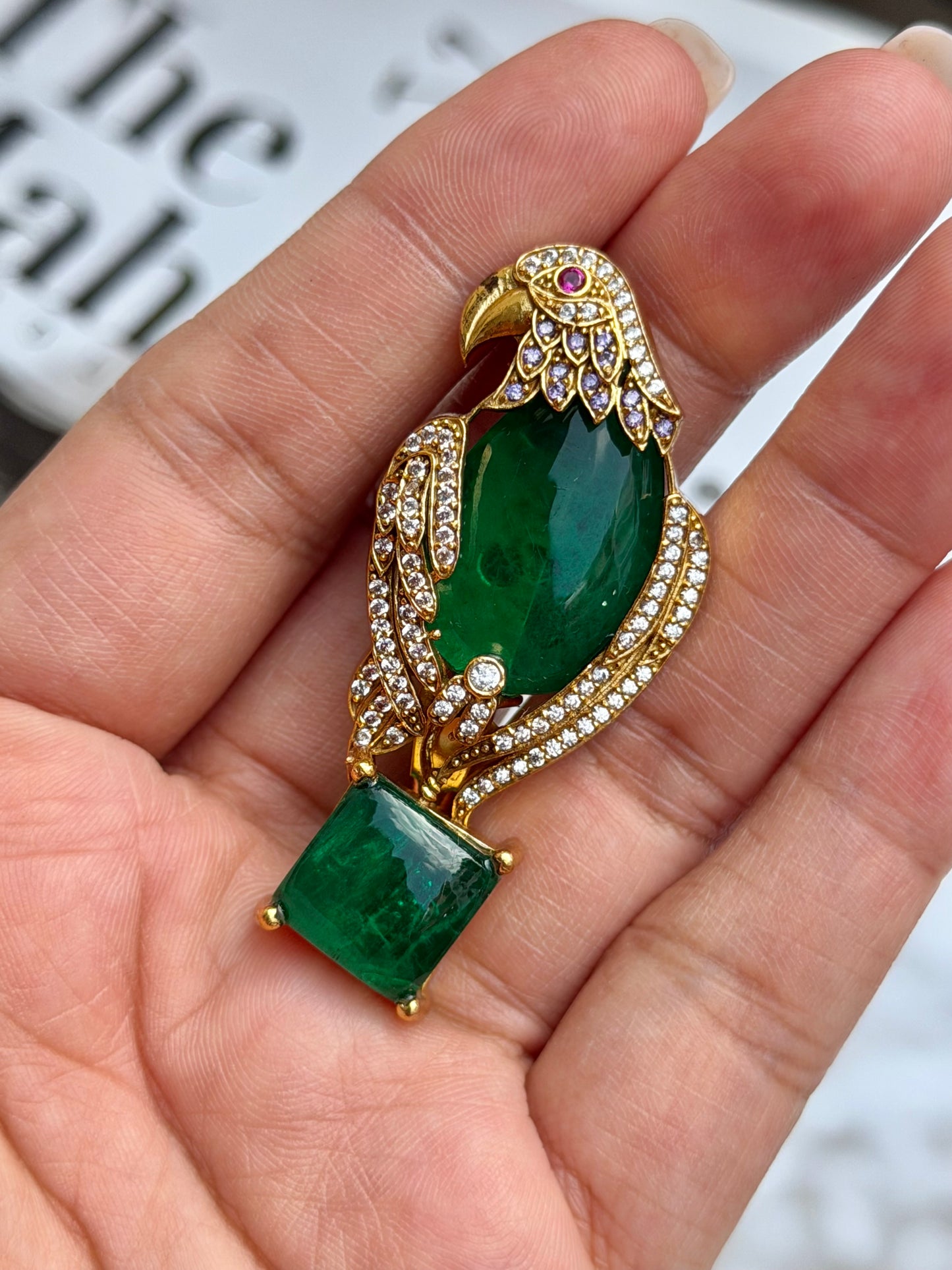 Bagga Eagle Green Zircon Brooch
