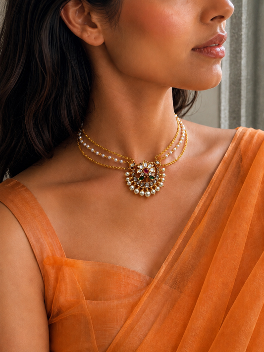 Ujawala Ruby Kundan Light Choker Necklace for Women for Festive and Bridal Wear