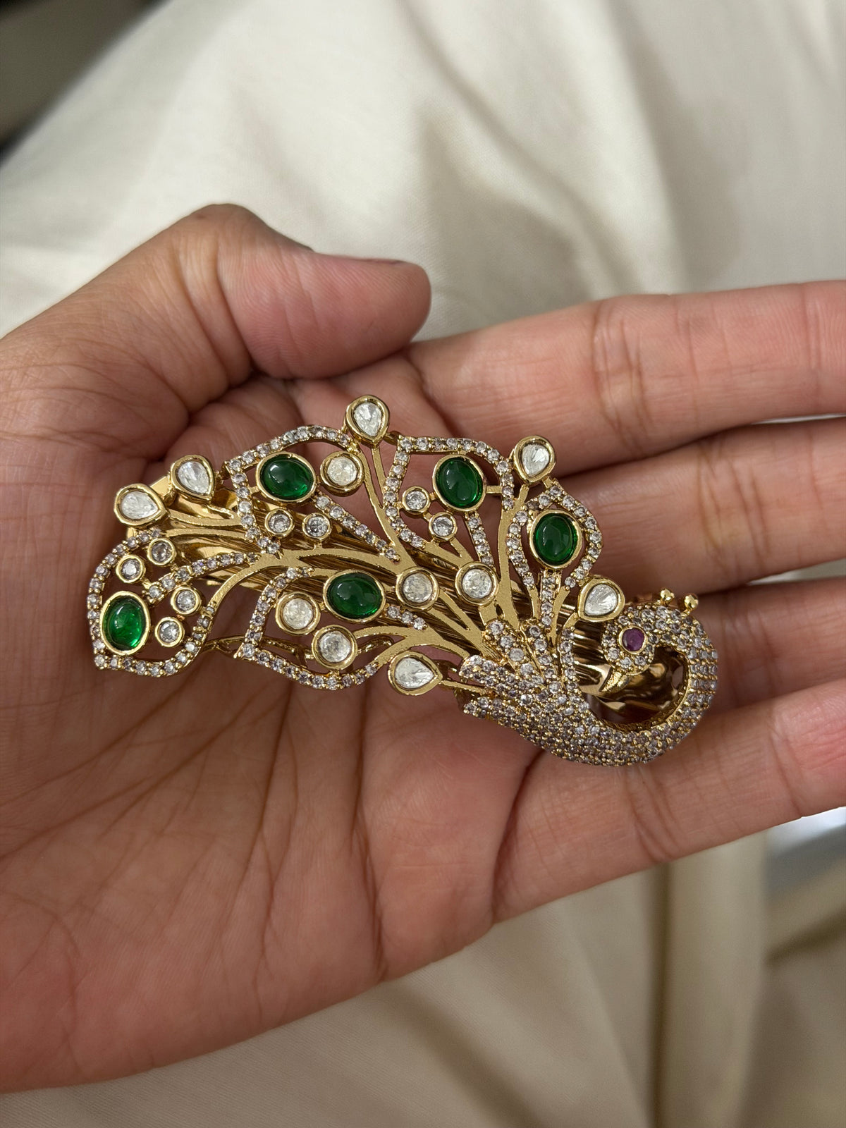 Mor Green Kundan Hairpin for Women