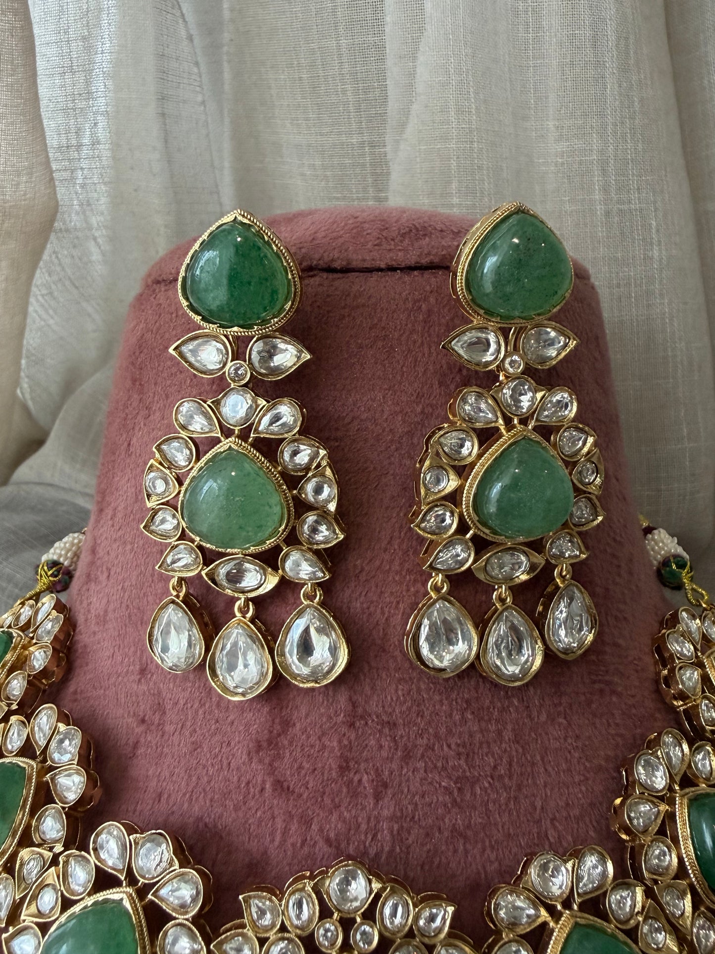 Harago Bridal Kundan Polki & Emerald Necklace Set