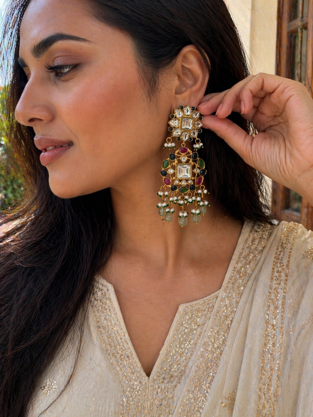 Darshi Multi Polki Earrings