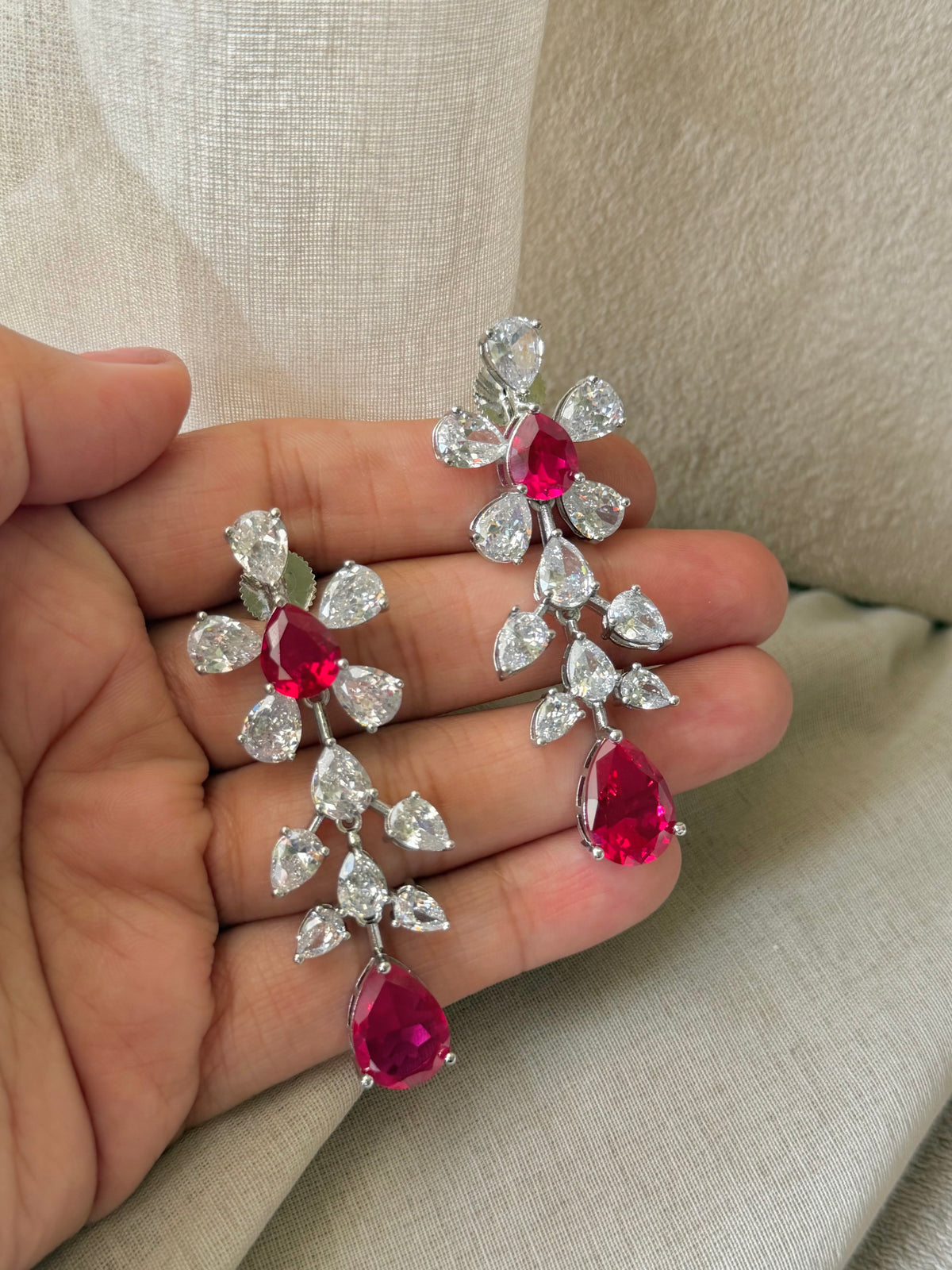Tulika Floral Ruby Zircon Necklace Set