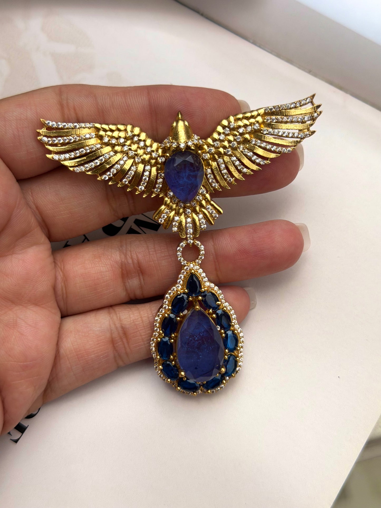 Orhan Bird Brooch - Sapphire Blue
