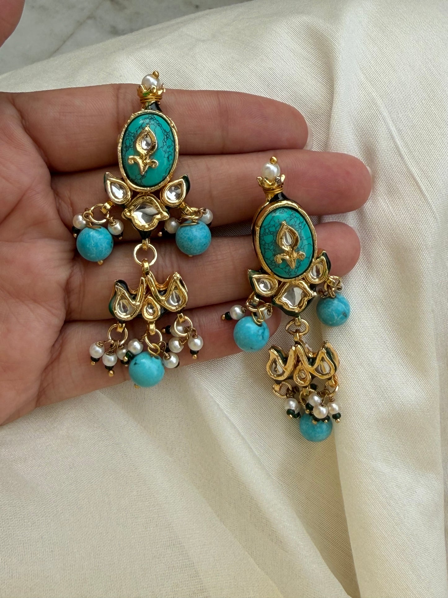Aasma Kundan Turquoise Earrings