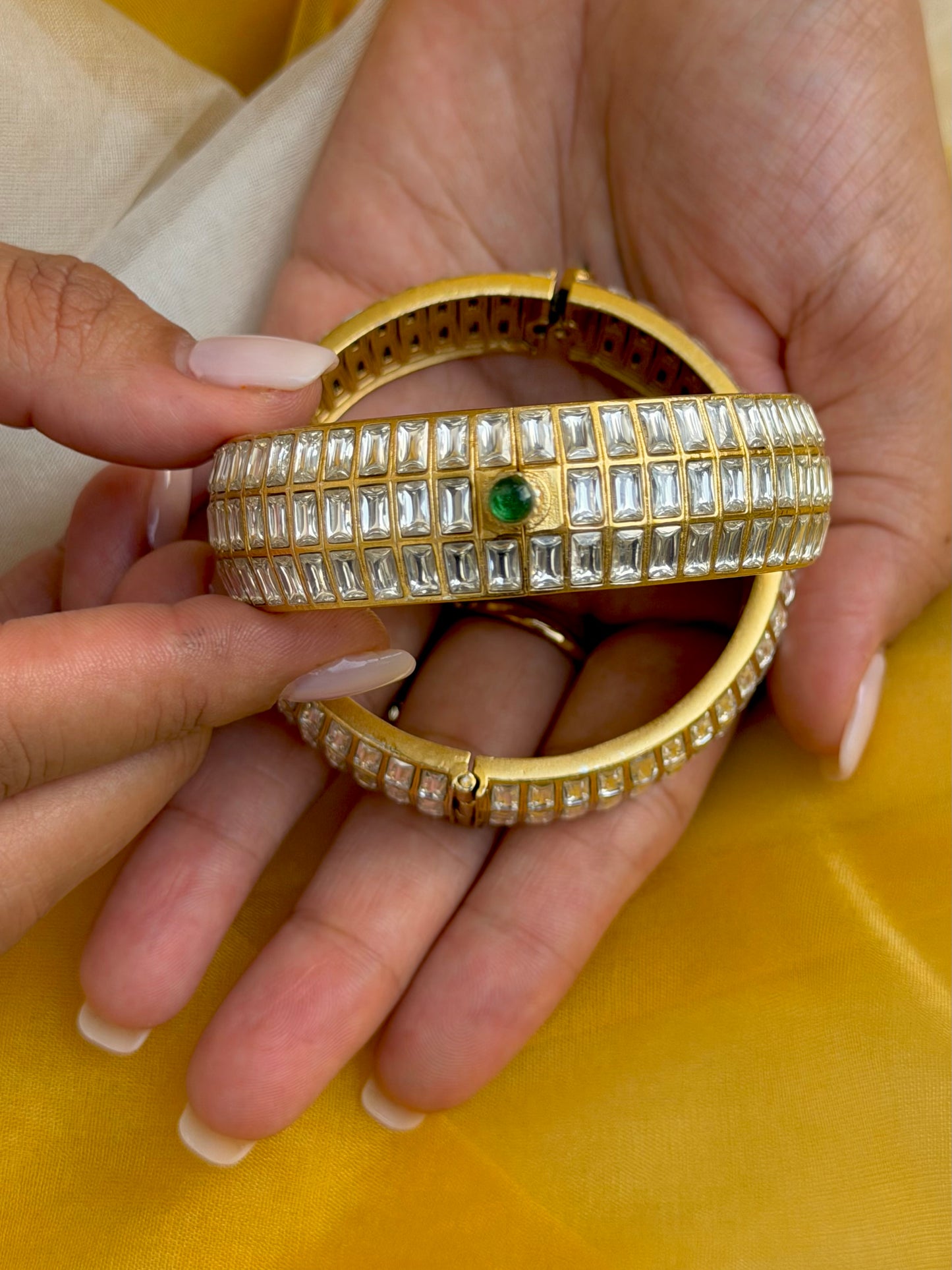 Munim Polki Kundan Jadau Openable Bangle - Set of 2