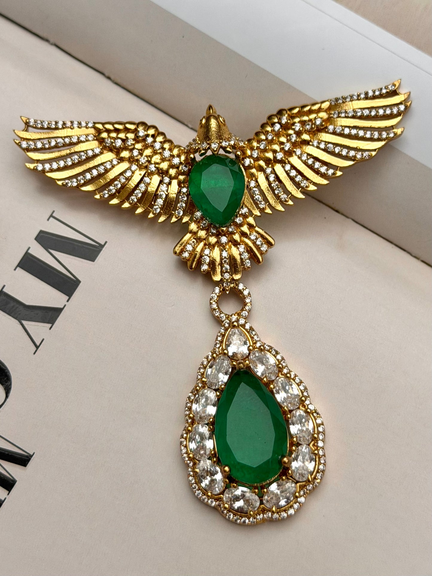 Orhan Bird Brooch - Emerald