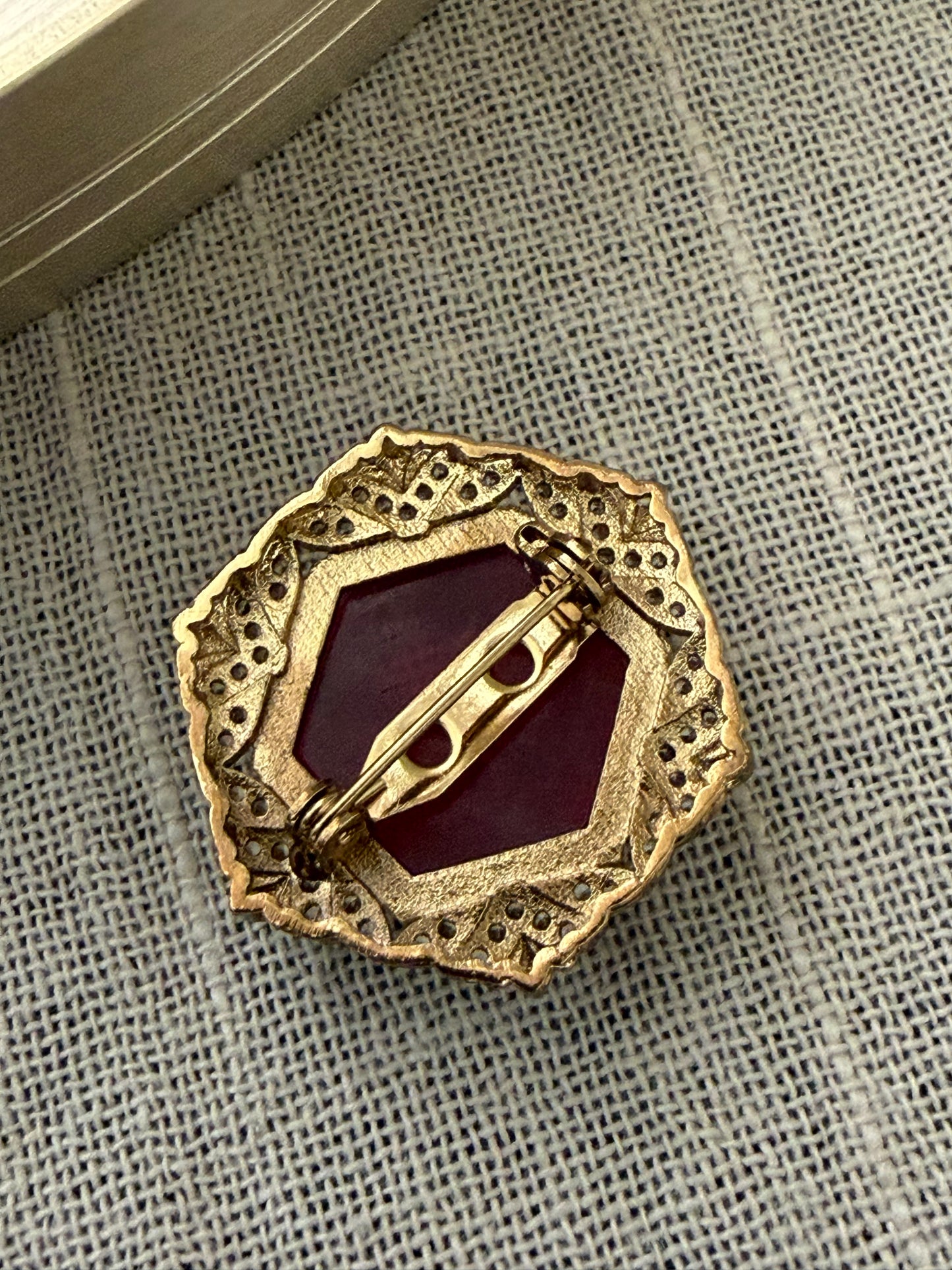 Naivedya Carved Ruby Brooch