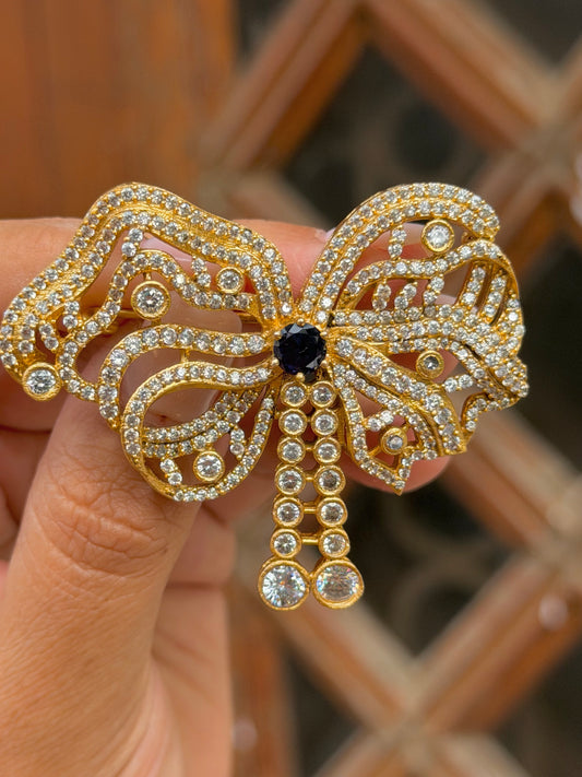 Birmingham Bow Victorian Brooch- Black Centre