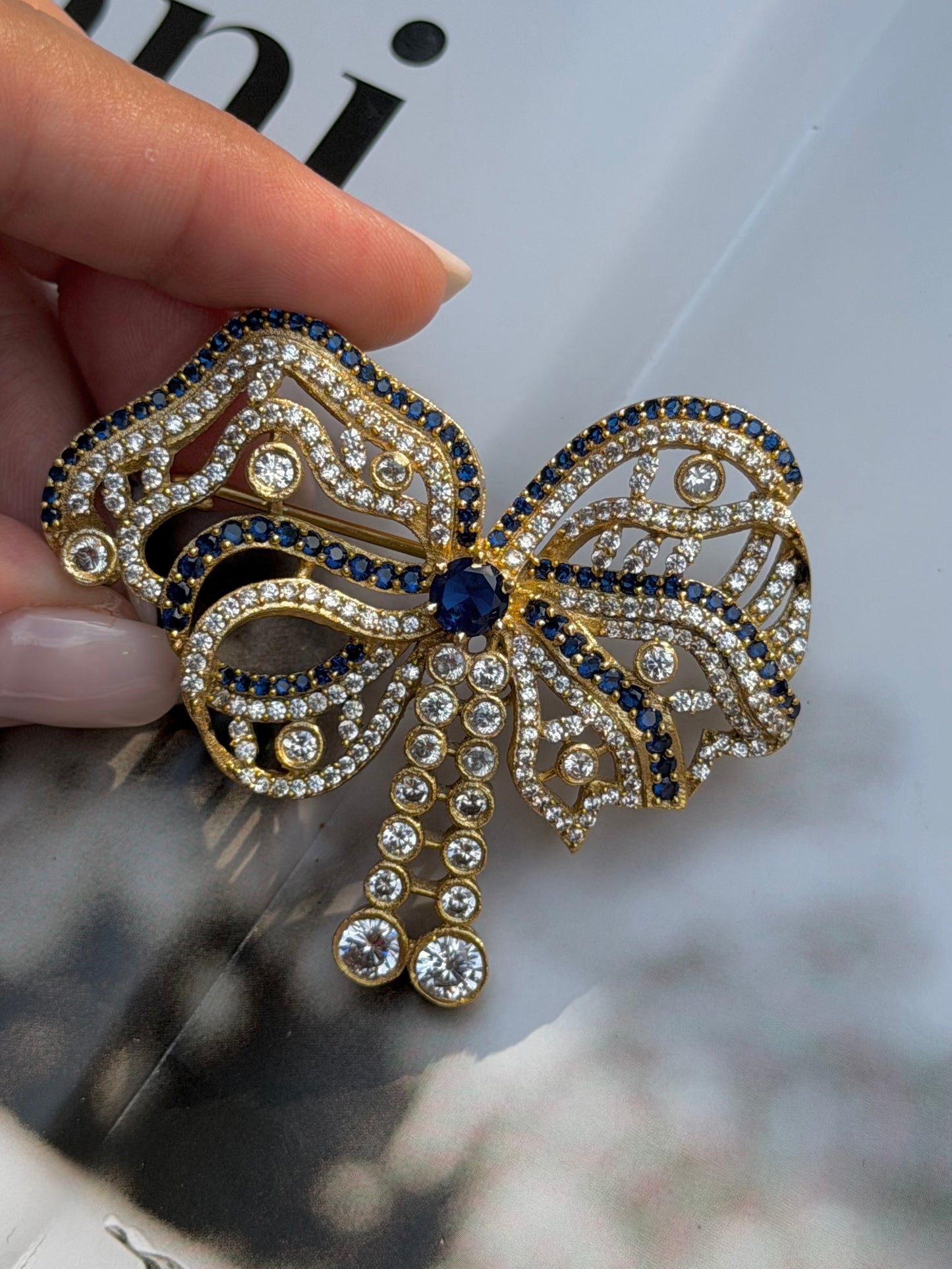 Birmingham Bow Victorian Brooch- Blue Ribbon