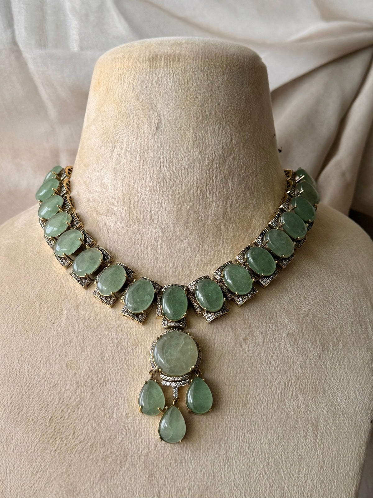 Manya Russian Emerald Doublet Necklace Set