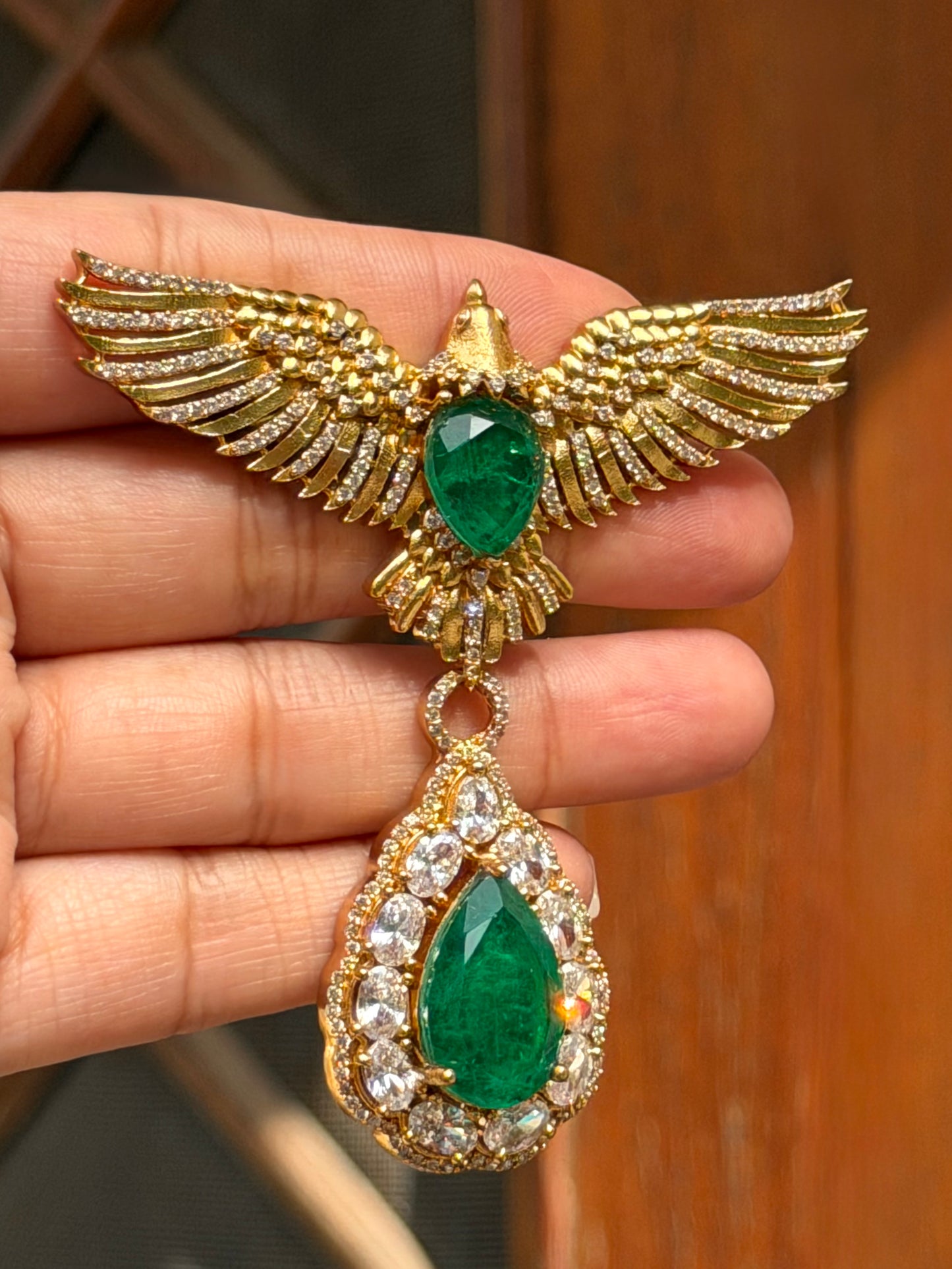 Orhan Bird Brooch - Emerald