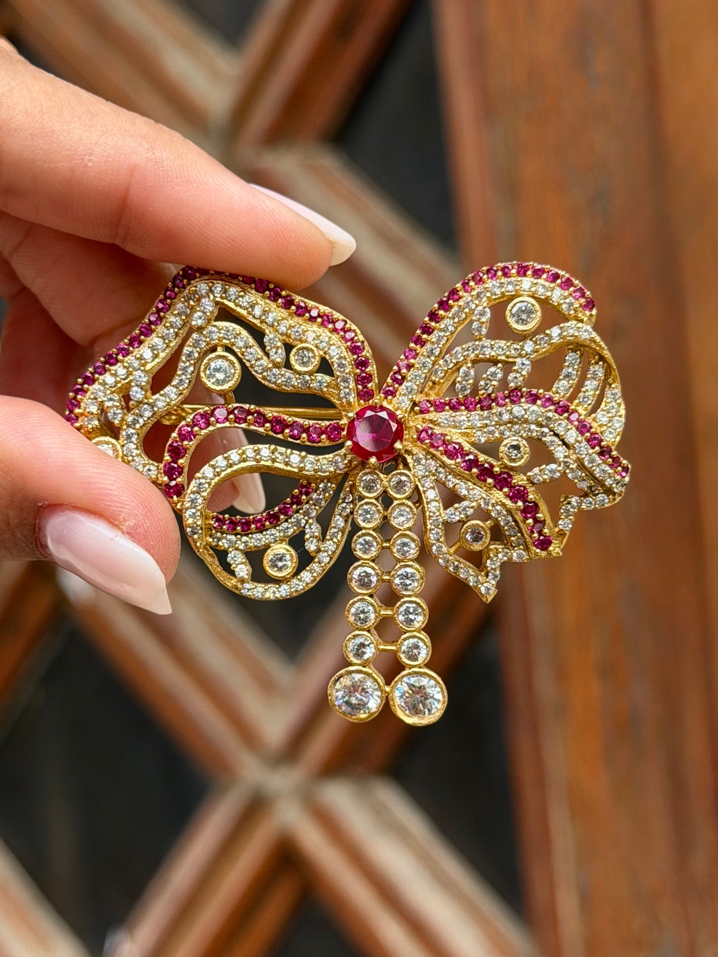 Birmingham Bow Victorian Brooch- Red Ribbon