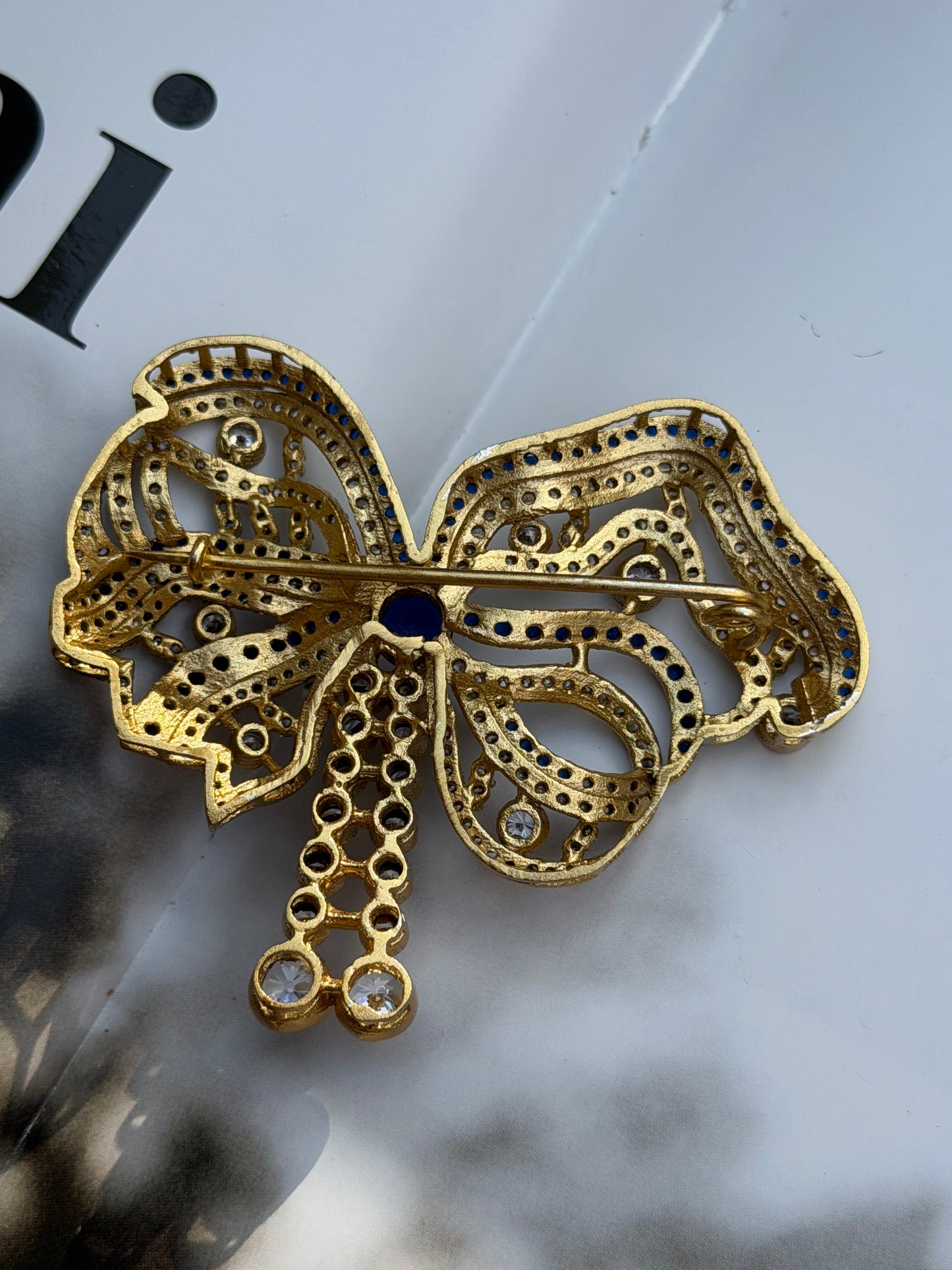 Birmingham Bow Victorian Brooch- Blue Ribbon