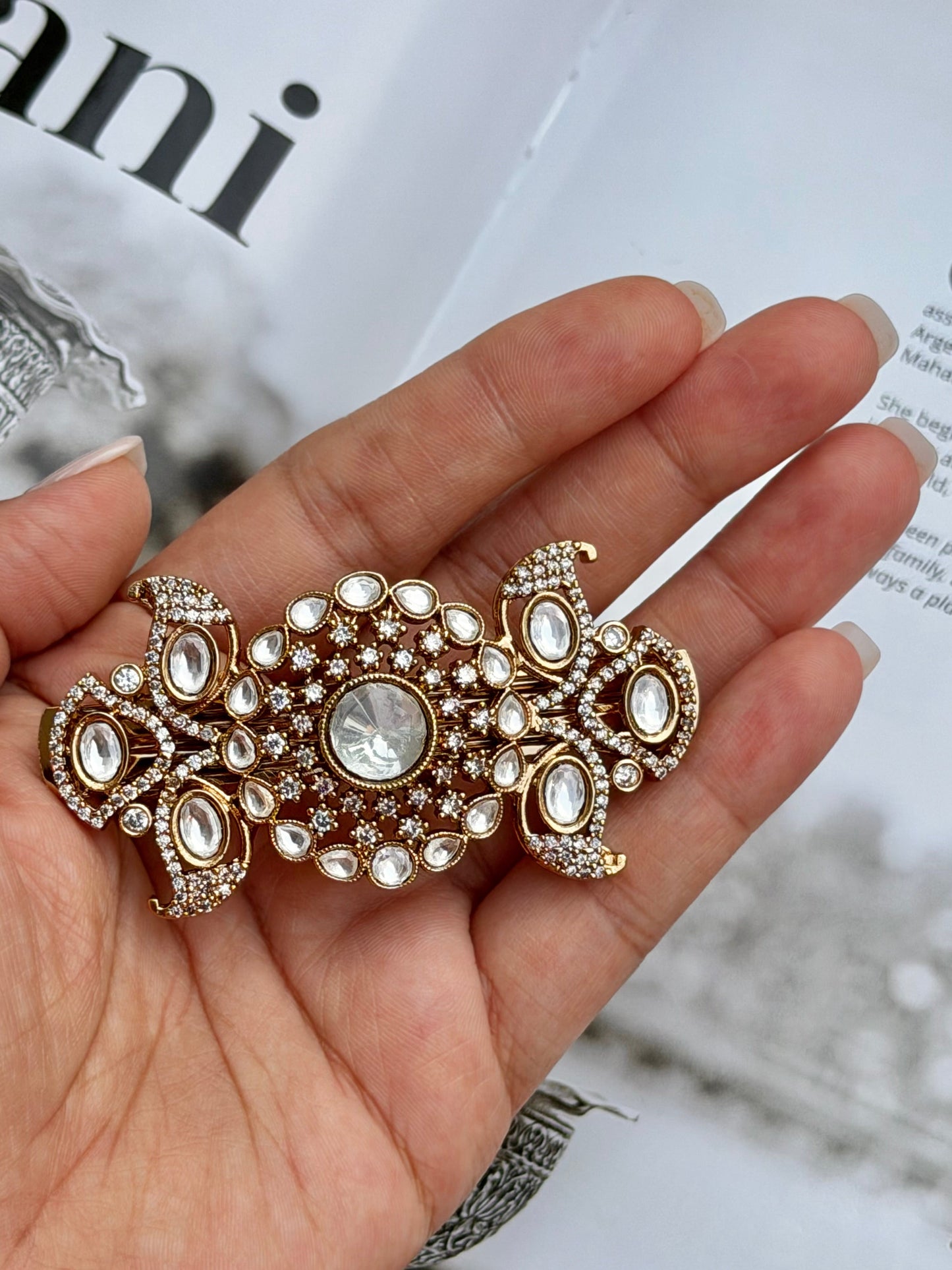 Gulbagh Kundan Hairclip for women