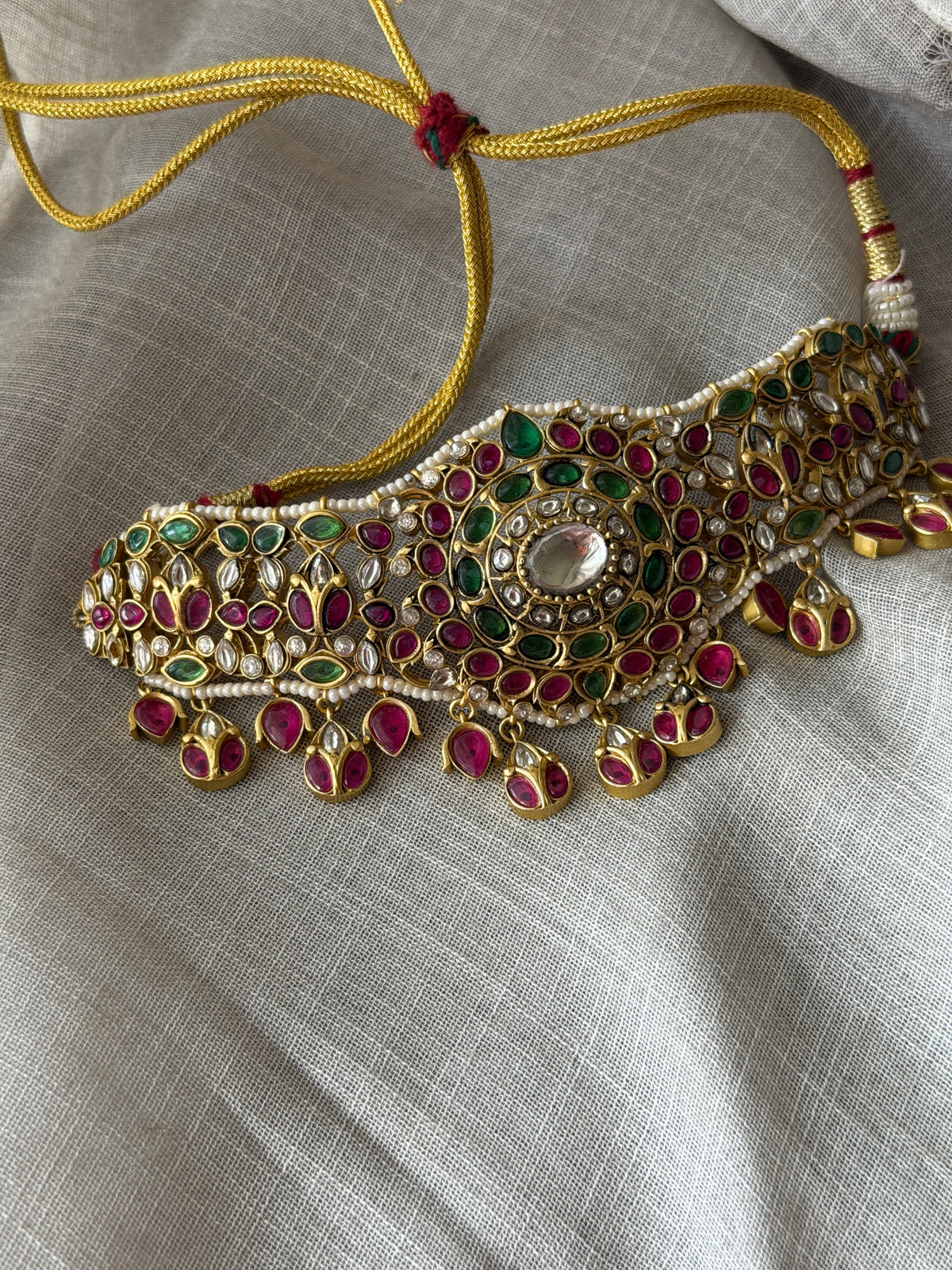 Sabrina Multicolour Polki Choker Necklace Set