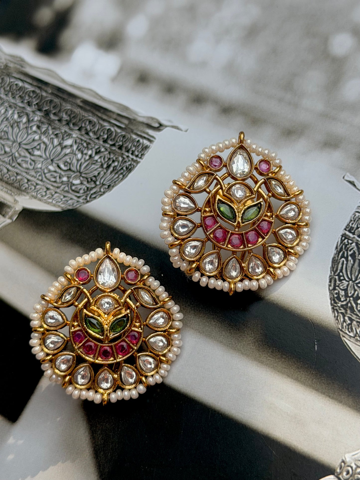 Surana Multi Elegant Kundan Studs- Real Gold Look