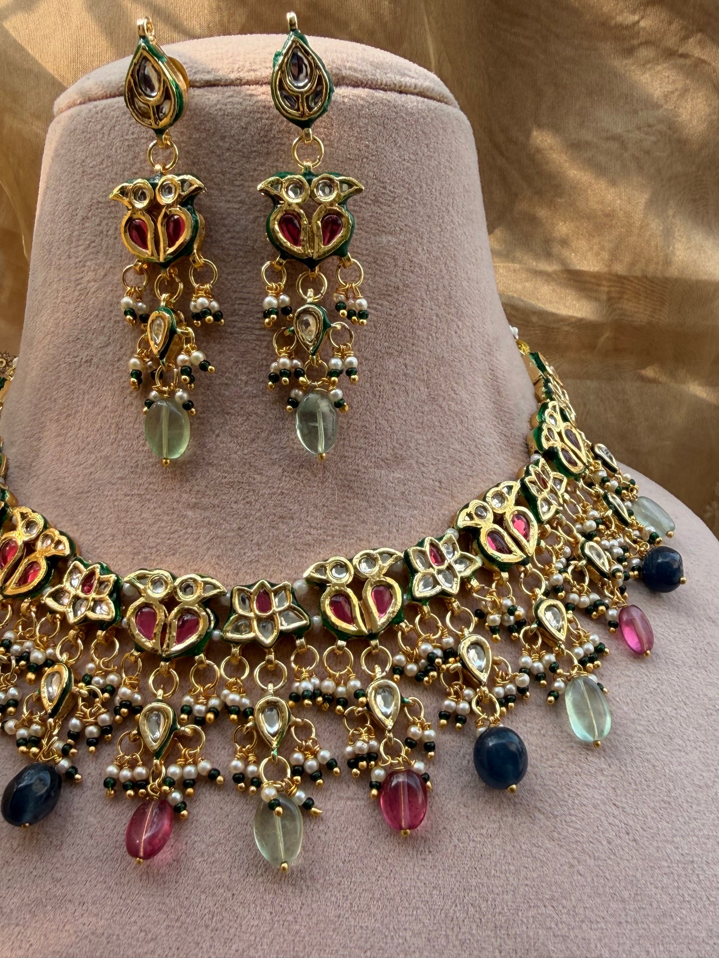 Sajda Multicolour Polki Necklace Set