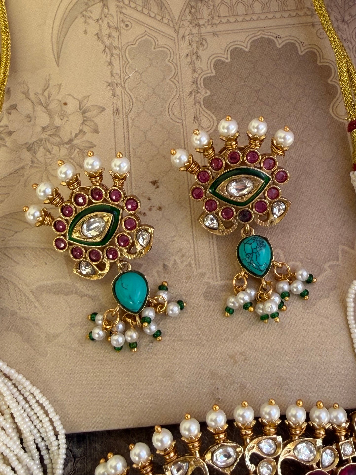 Aaramya Navratna Choker Necklace Set